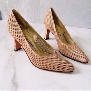 Vintage Casadei Rose Gold Mesh Pumps